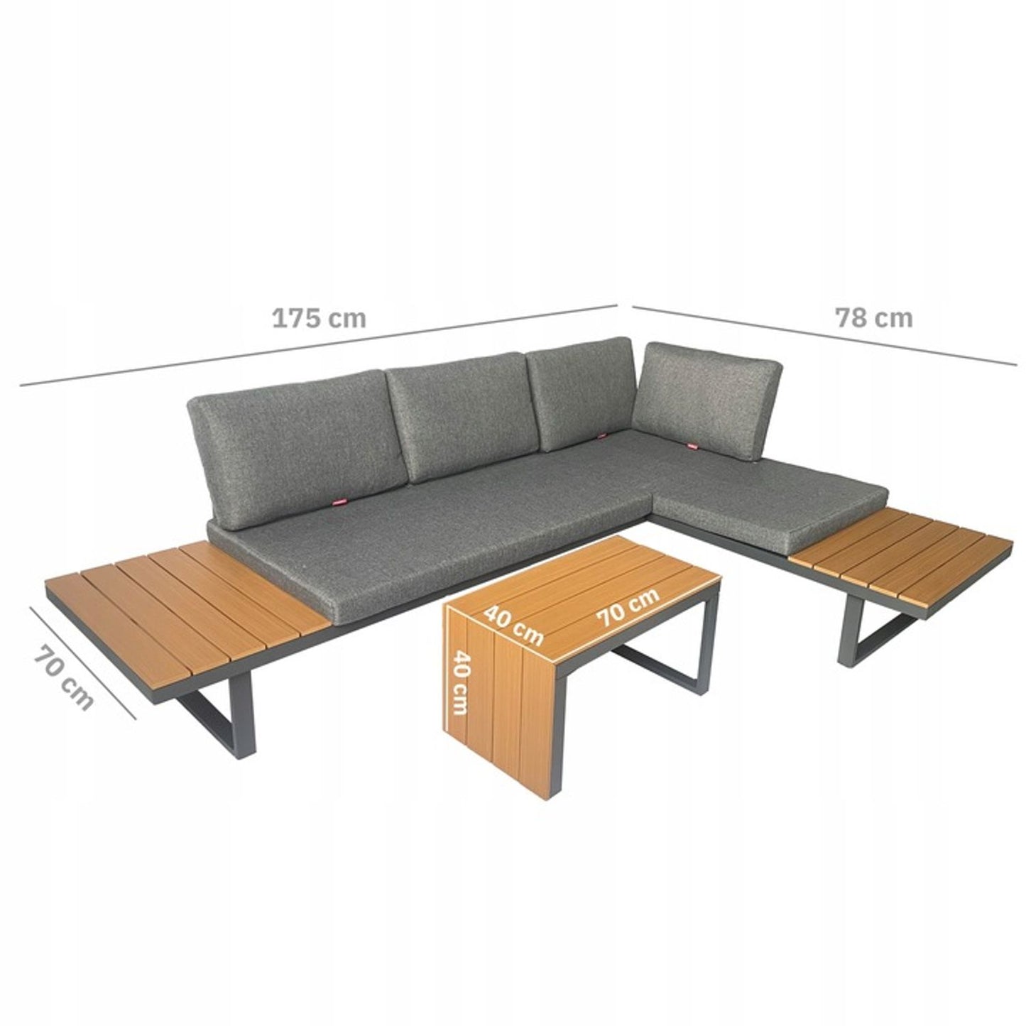 Zestaw mebli ogrodowych NUFORMA narożnik sofa stolik.