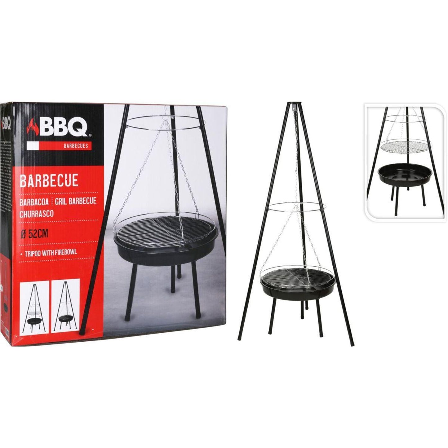 Grill ogrodowy wiszący na trójnogi 52 cm