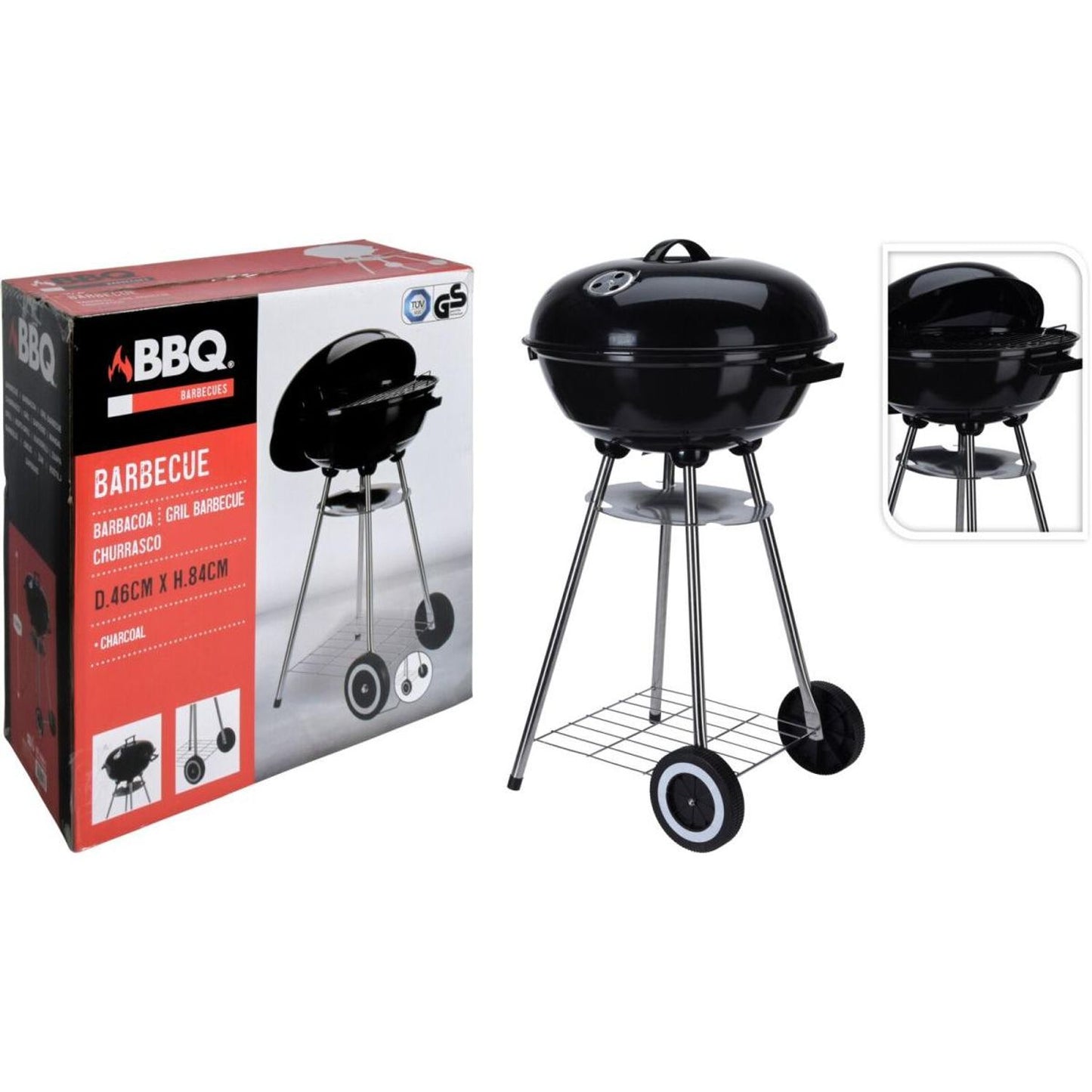 Grill ogrodowy kulisty REX stalowy śr. 46 cm
